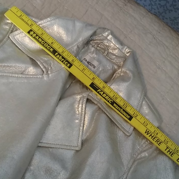 Chicos gold leather trench, EUC - Picture 8 of 14